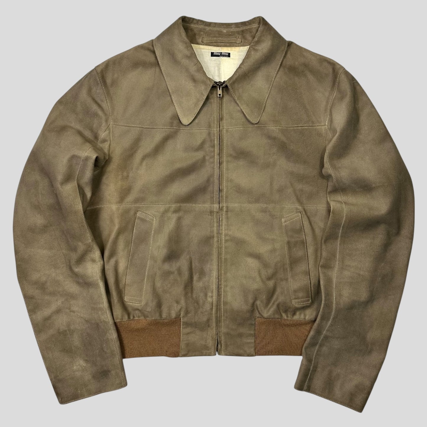 Miu Miu 00’s Suede Leather Cropped Work Jacket - IT50 (M/L)