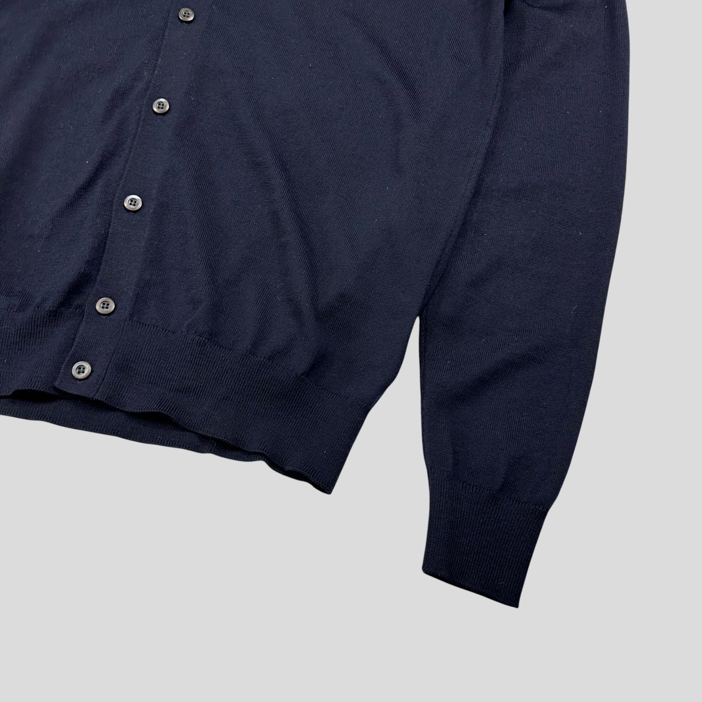Prada Milano 2017 Virgin Wool Minimalist Navy Cardigan - IT50