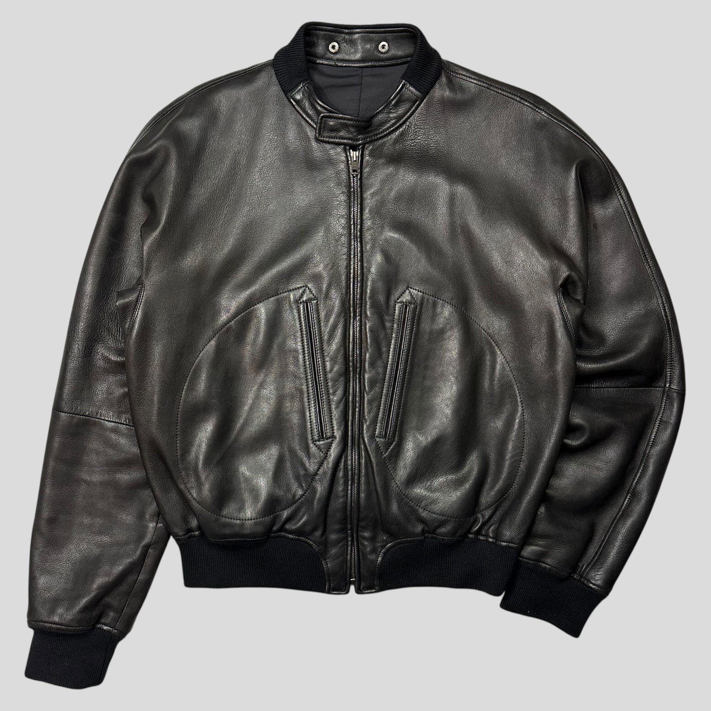 Gucci by Tom Ford FW03 Leather + Silk Pleated Padded Flight Jacket - IT50 (M/L)