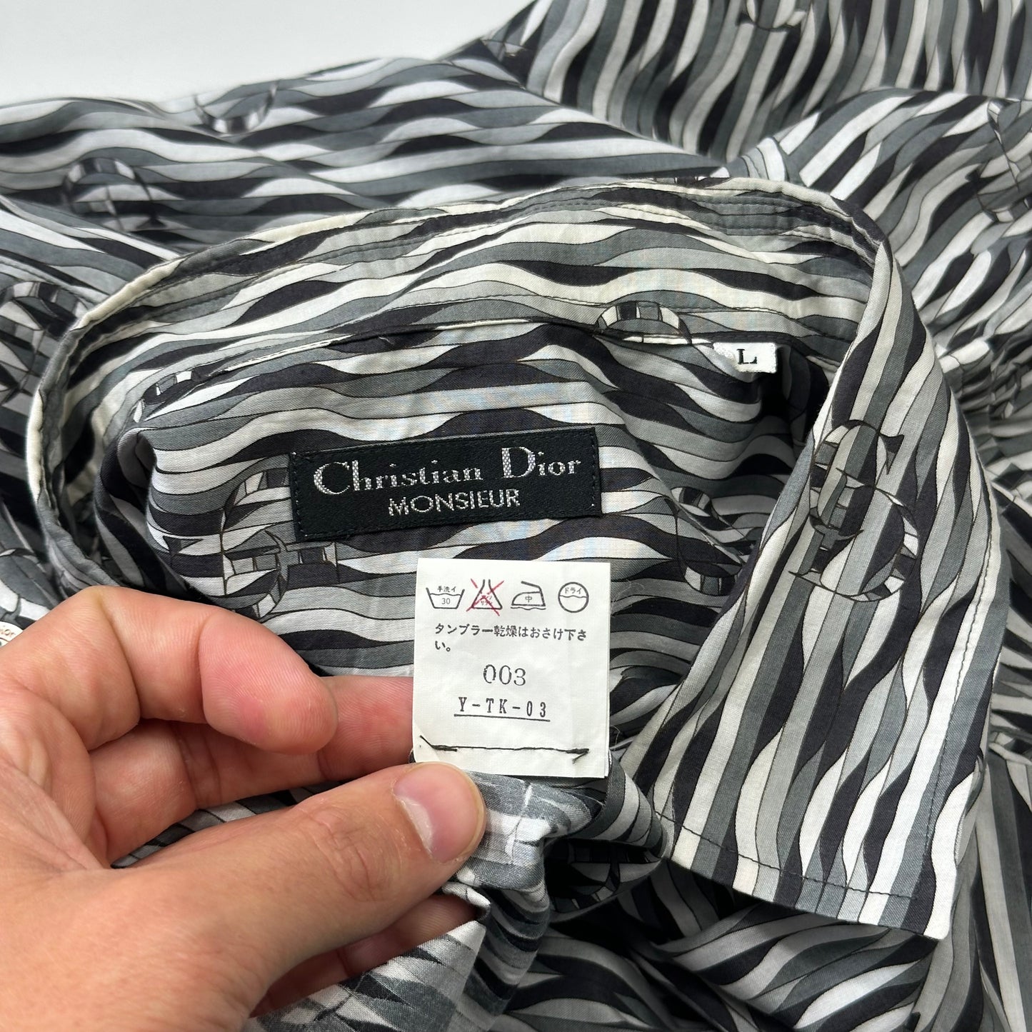 Christian Dior Monsieur 90’s Optical Illusion Spellout Logo Shirt - L/XL