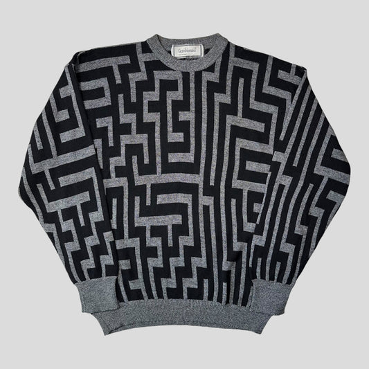 Gianni Versace 90’s Greca Key Pattern Wool Knit - IT54