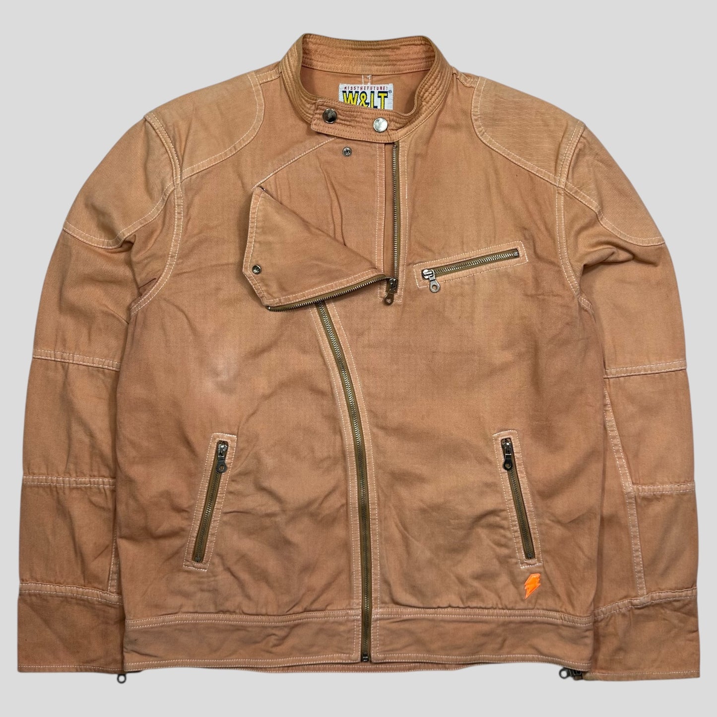 W+LT 1997 Peach Asymmetrical Heavy Cotton Moto Jacket - L