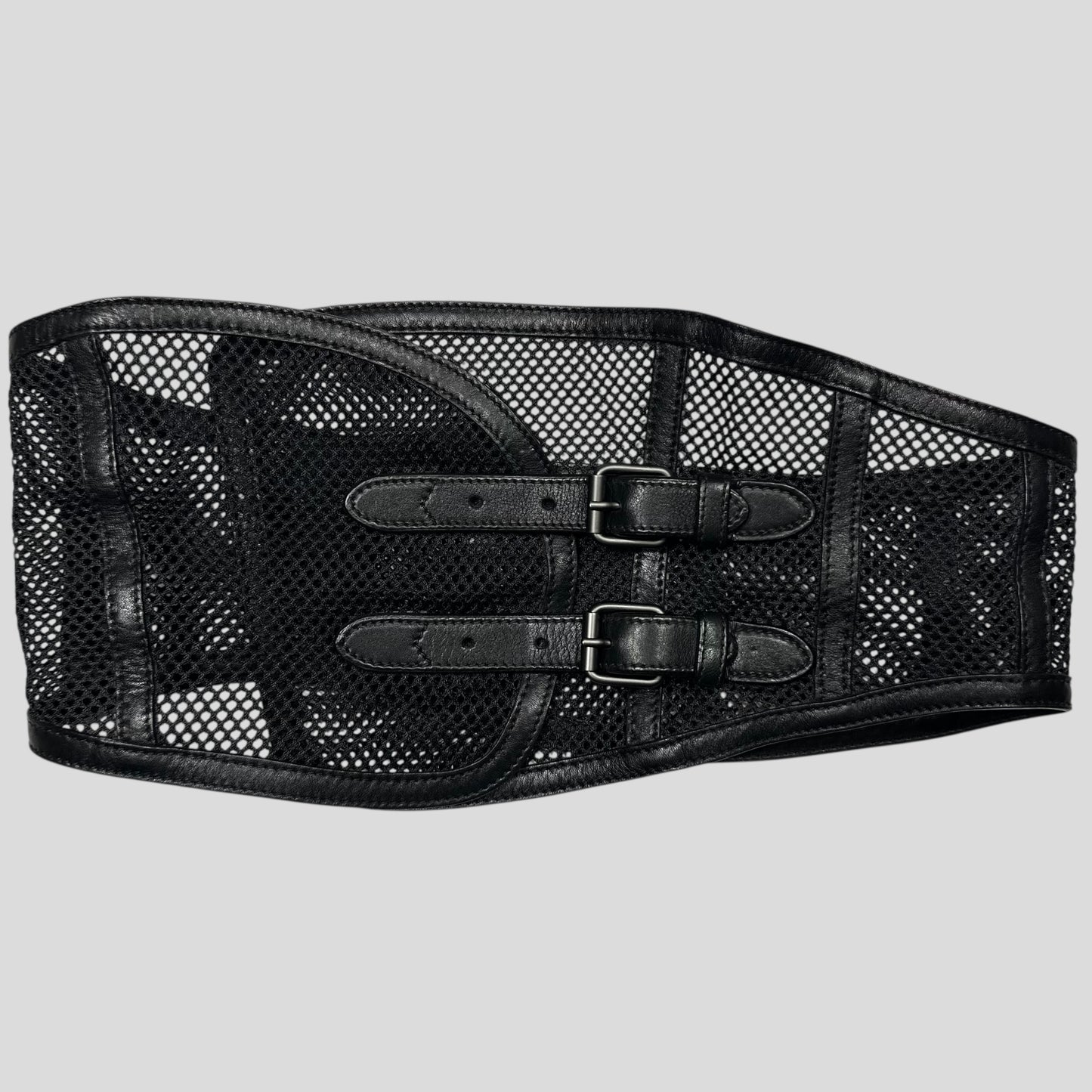 Prada SS00 Leather + Mesh Corset Runway Belt