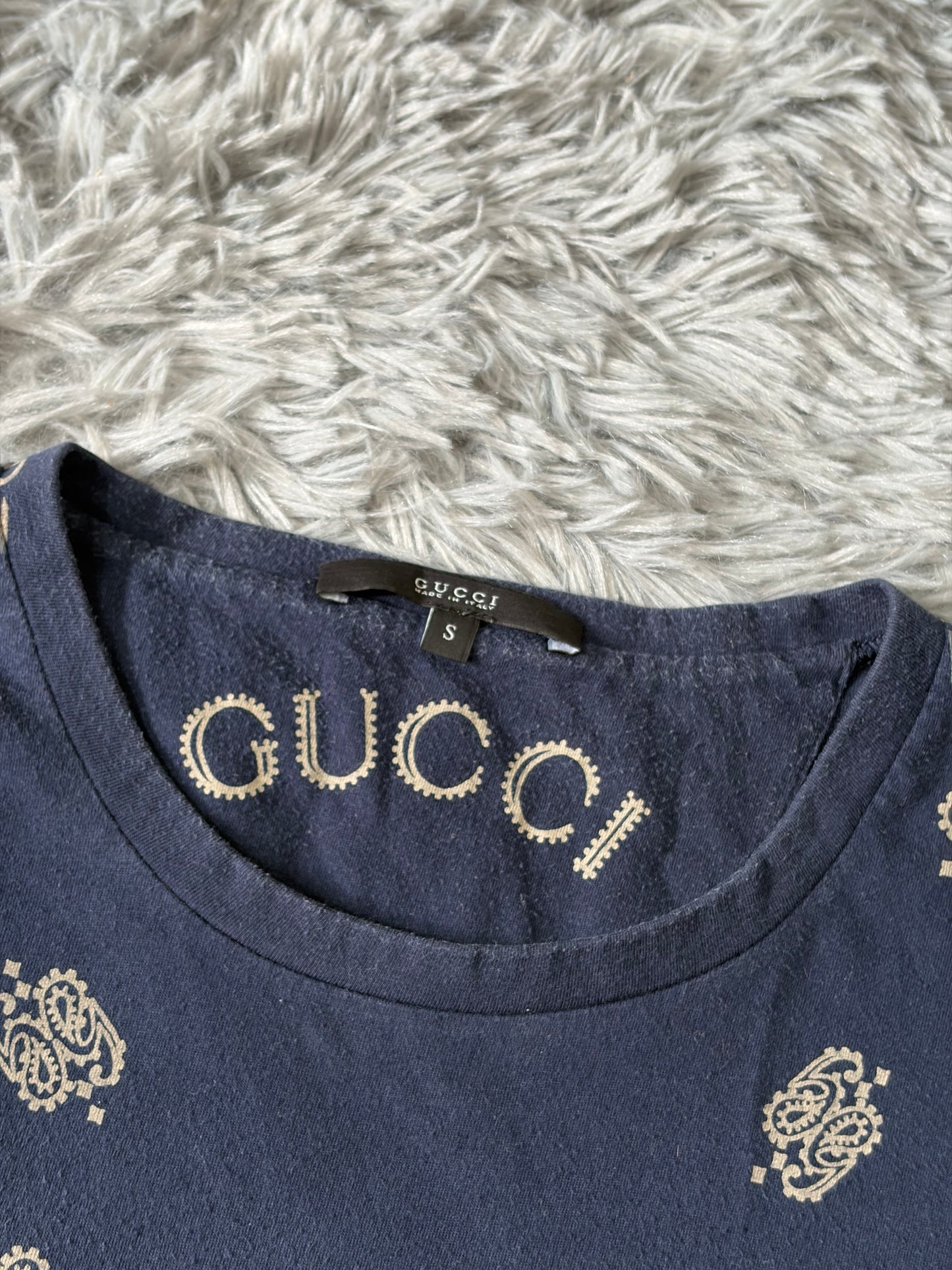Gucci by Tom Ford 00’s Bandana Crest Logo Blue T-shirt - S/M