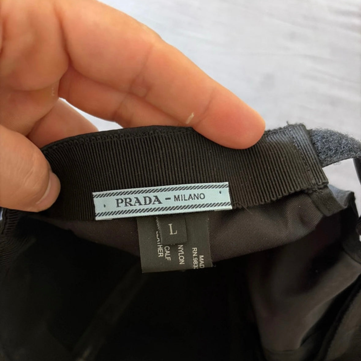 Prada Milano 2017 Saffiano Leather Race Logo Nylon Cap - M/L