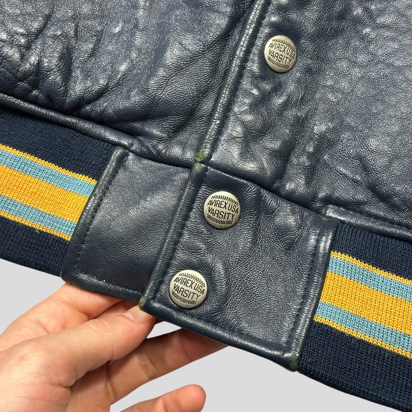 Avirex 90’s NYC Exciting Hoops Quilted Leather Varsity Jacket - XL