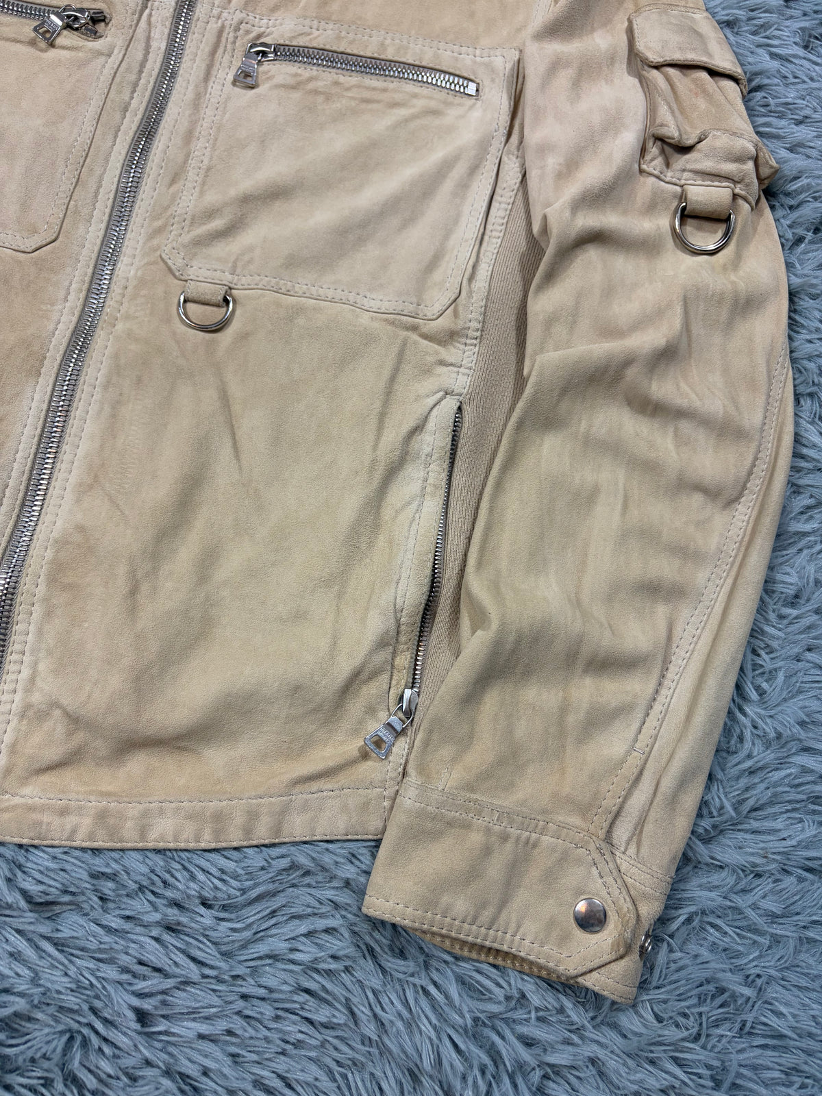 Prada Sport 00’s Suede Leather D-ring Cargo Biker Jacket - M