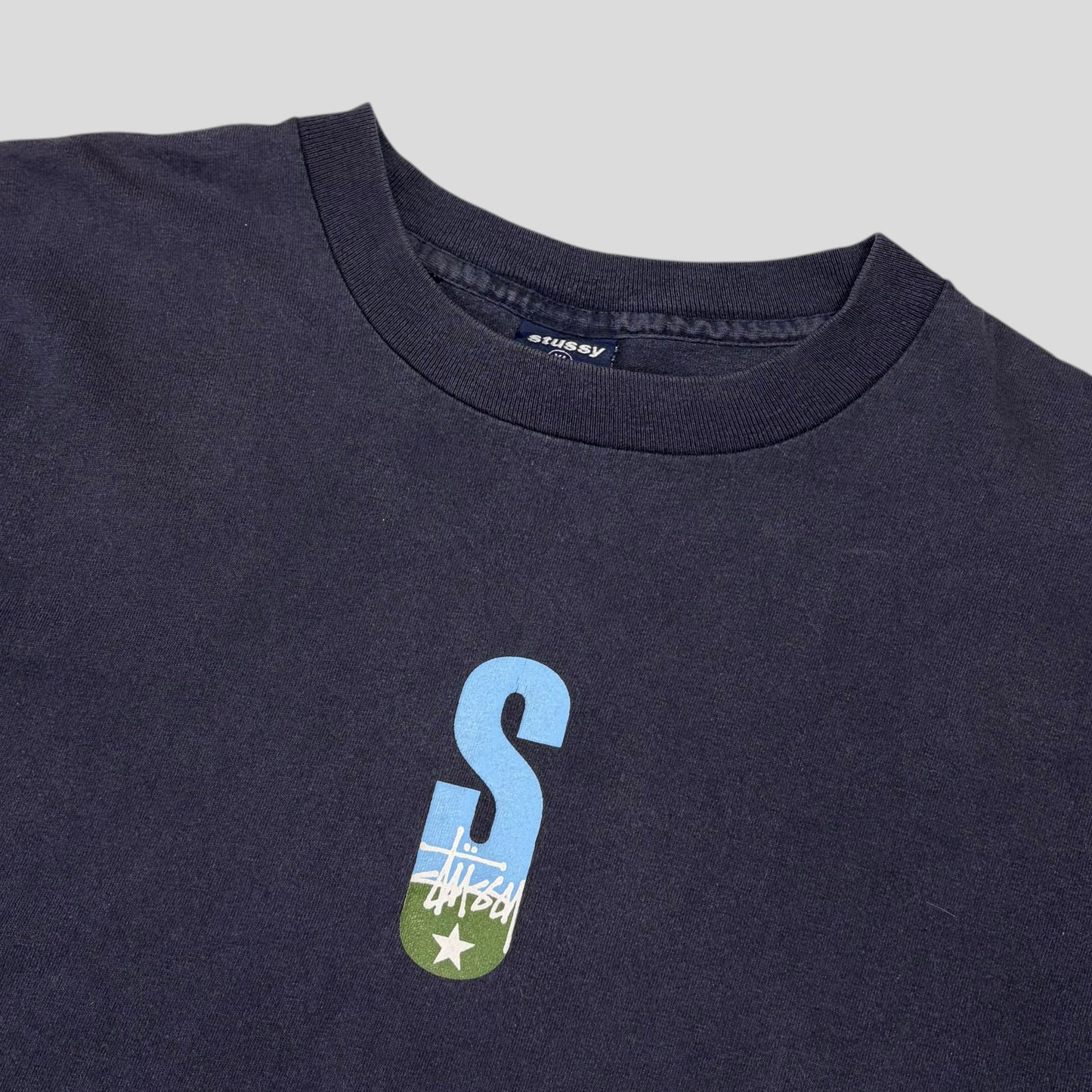 Stussy 1998 Big S Double Sky Logo  T-shirt - XL