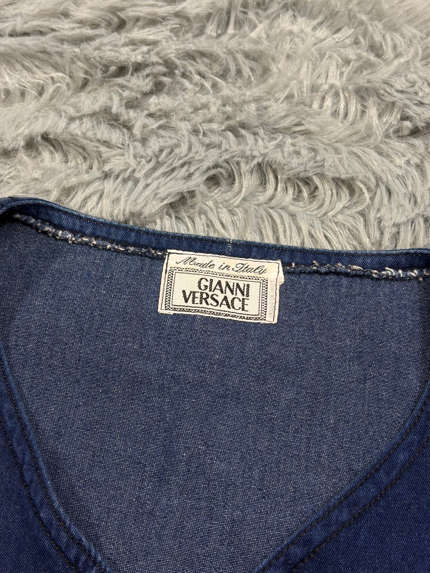 Gianni Versace 1992 Medusa Studded Indigo Denim Vest - IT50