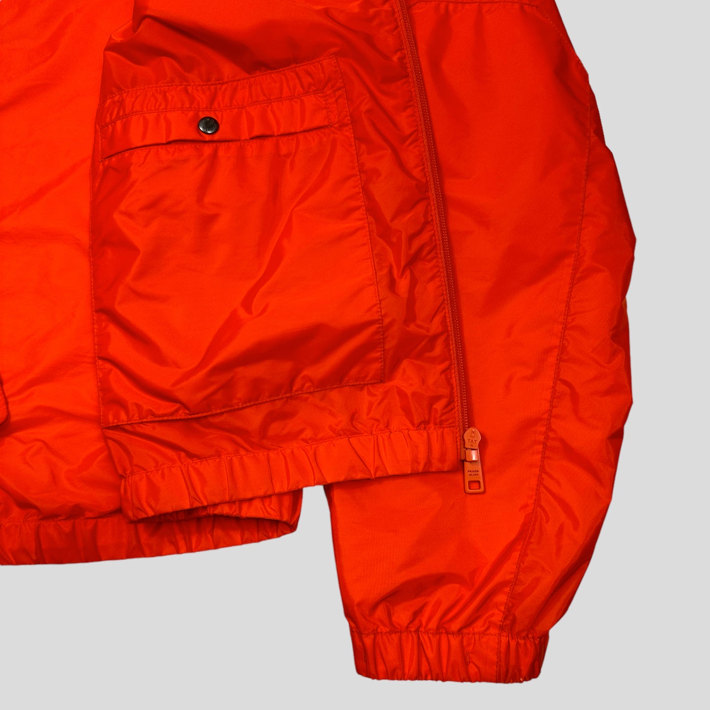 Prada Milano 2019 Laminated Orange Nylon K-way Windbreaker - XXL