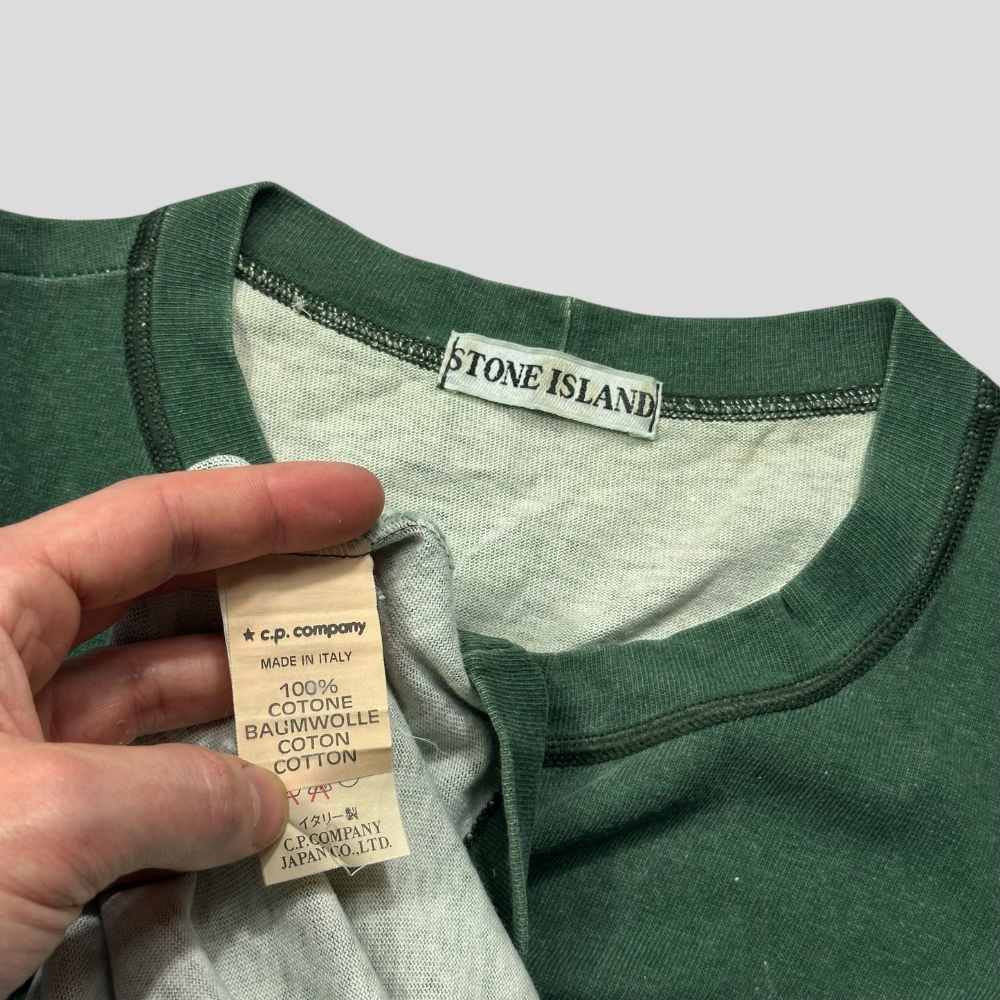Stone Island 1989 Marina Stripe Washed Green Logo T-shirt - M (L)