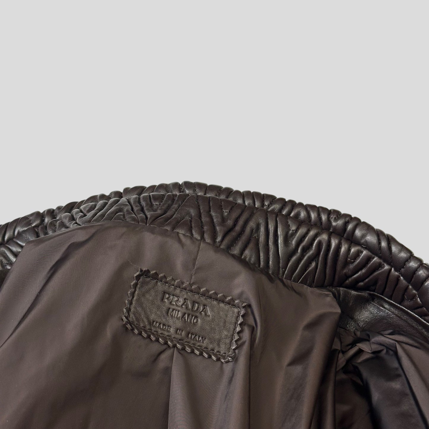 Prada Milano 2006 Runway 3D Ruched Leather Zigzag Jacket - IT48