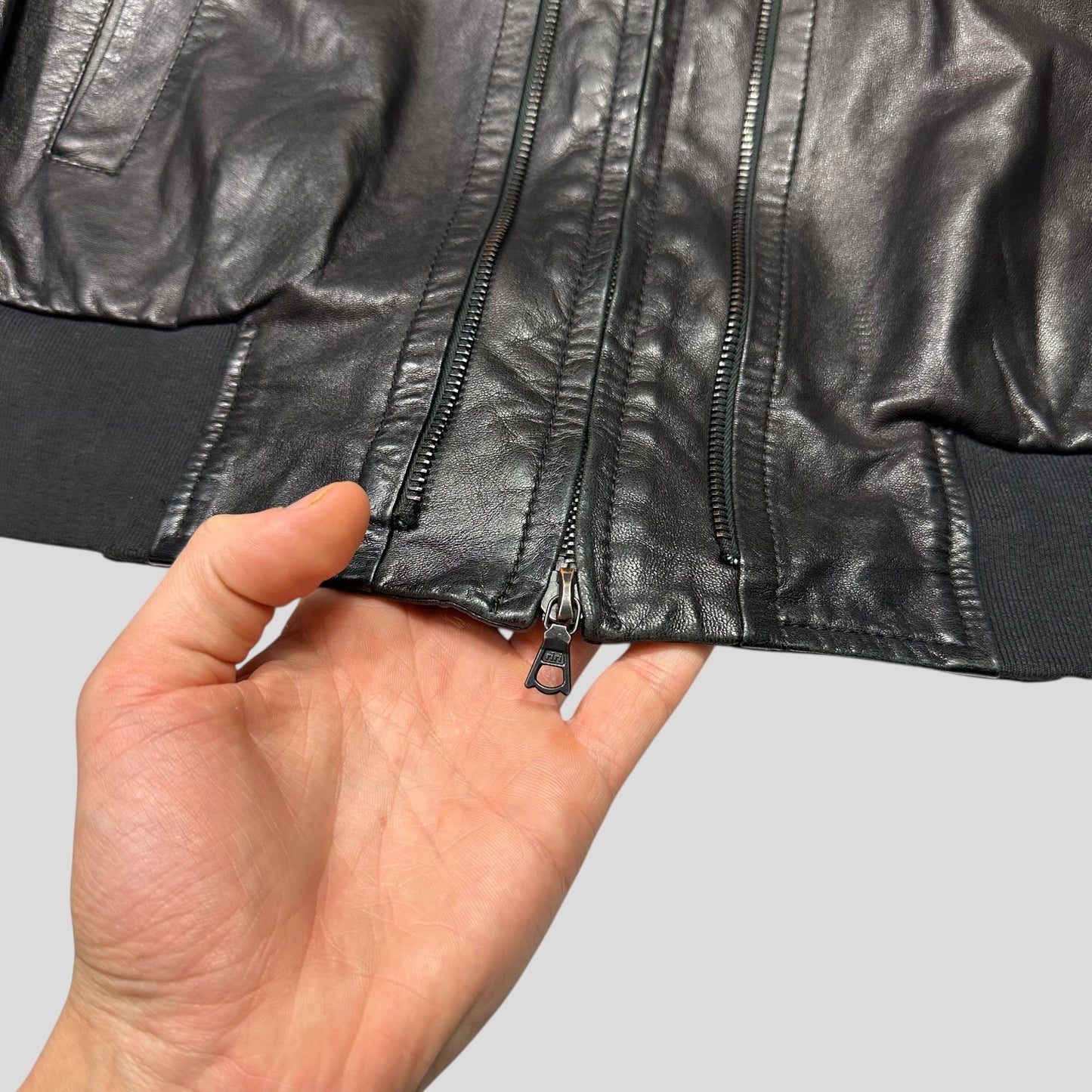 Neil Barrett 00’s Multi Zip Detailed Leather Flight Jacket - M