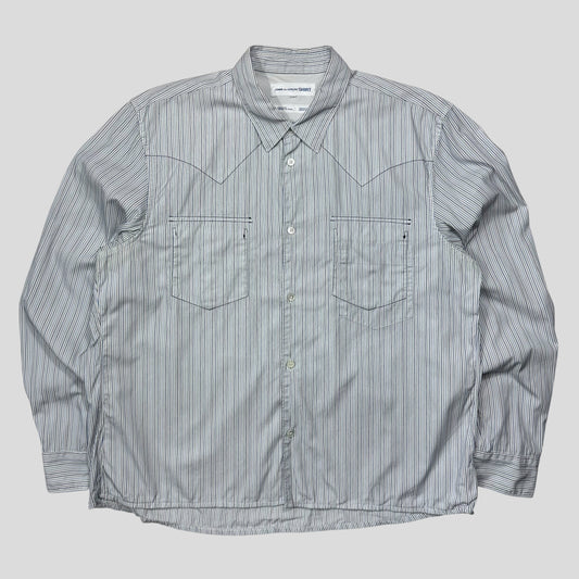 CDG SHIRT 00’s Reversible Embroidered Stripe Boxy Shirt - M/L