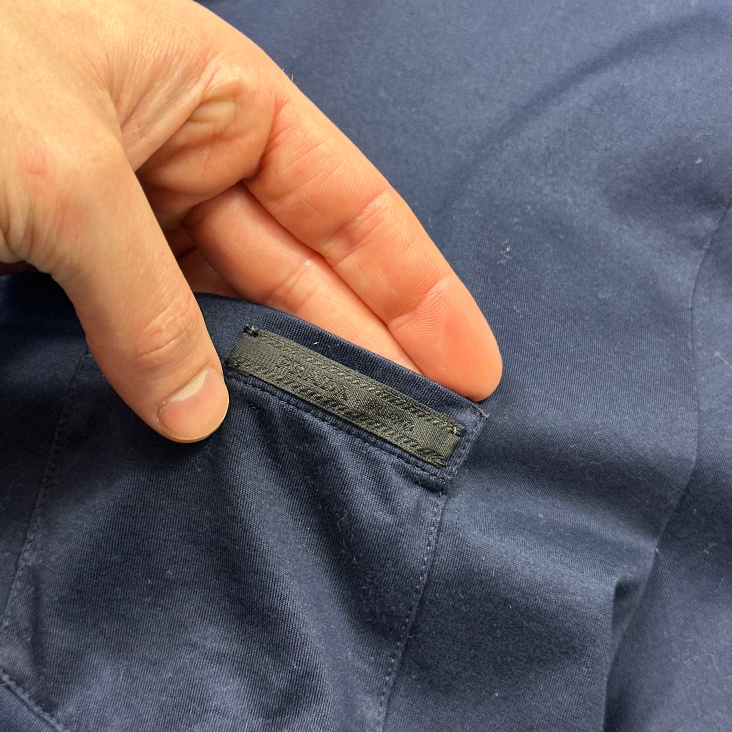 Prada 2016 Navy Blue Soft Cotton Pocket Logo T-shirt - L/XL