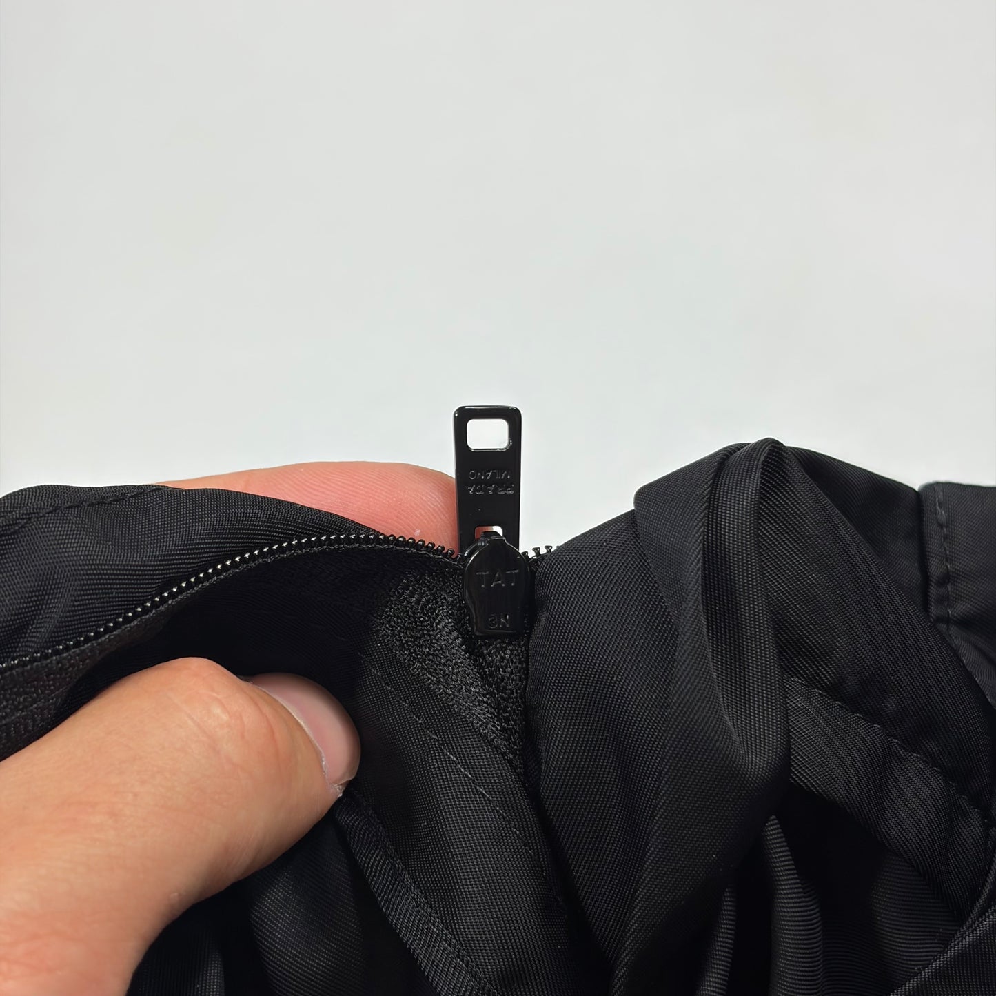 Prada Milano 2018 Black Nylon Gabardine Triangle Logo Trousers - IT40