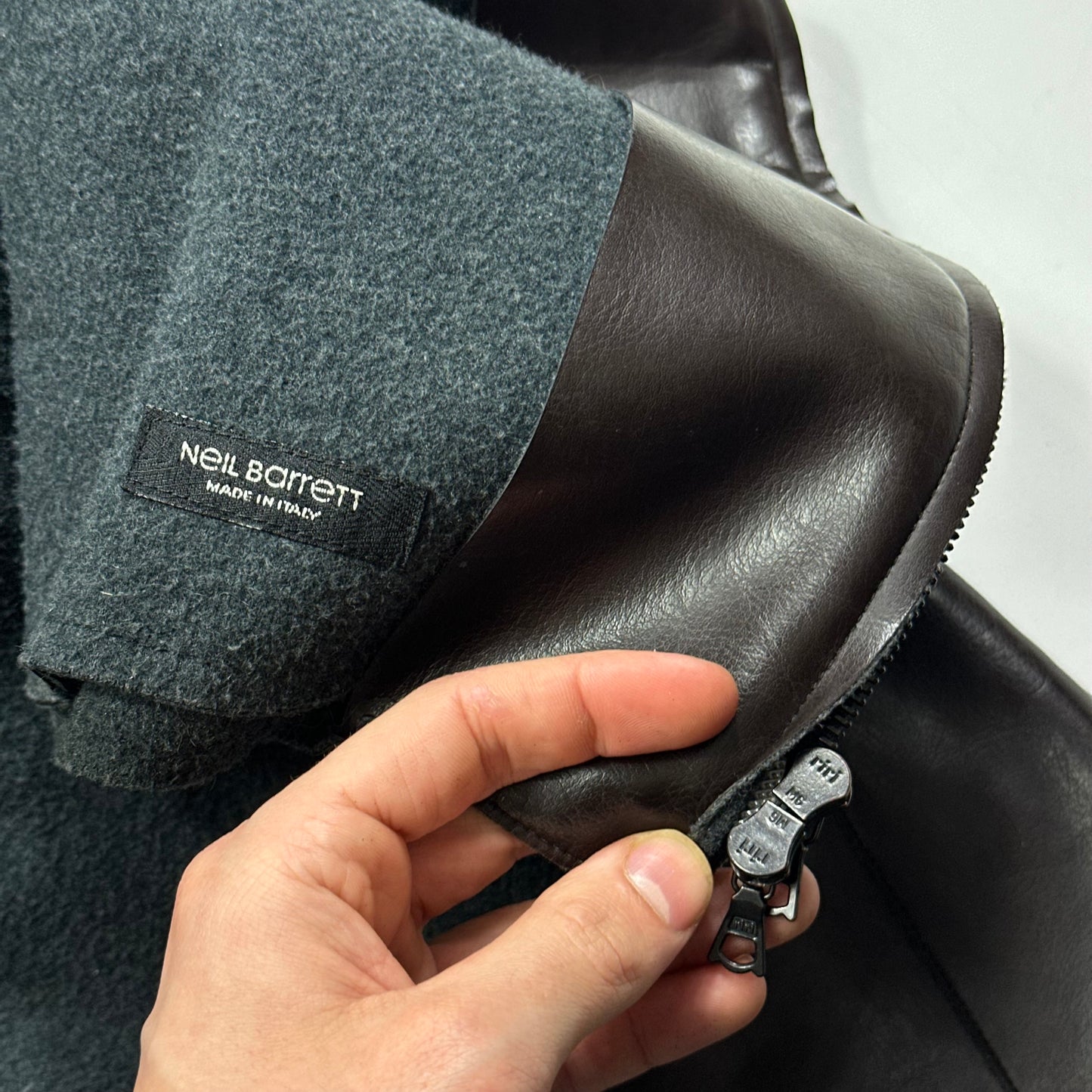 Neil Barrett AW00 PVC & Wool Leather Like Moto Jacket - L/XL