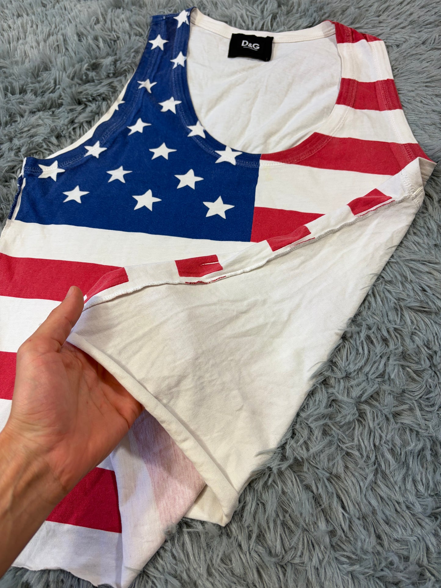 D&G Dolce & Gabbana 00’s USA Sublimation American Flag Vest - M