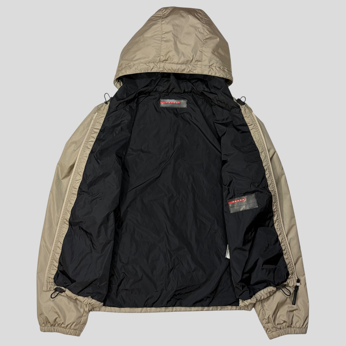 Prada Sport 2007 Black Tab Champagne Nylon Lightly Padded Windbreaker - M