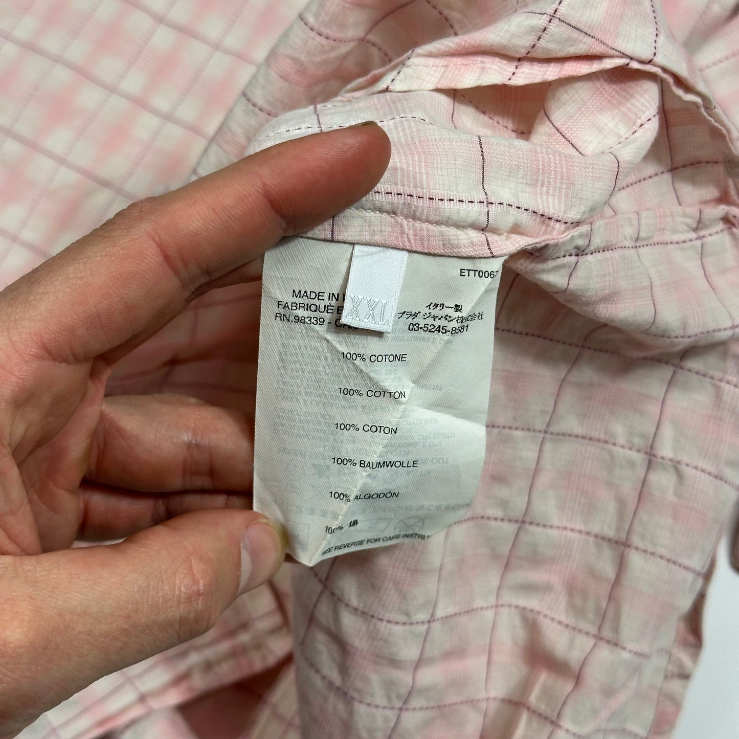 Prada Sport 00’s Pink Tartan Checker Ventilated Shirt - L/XL