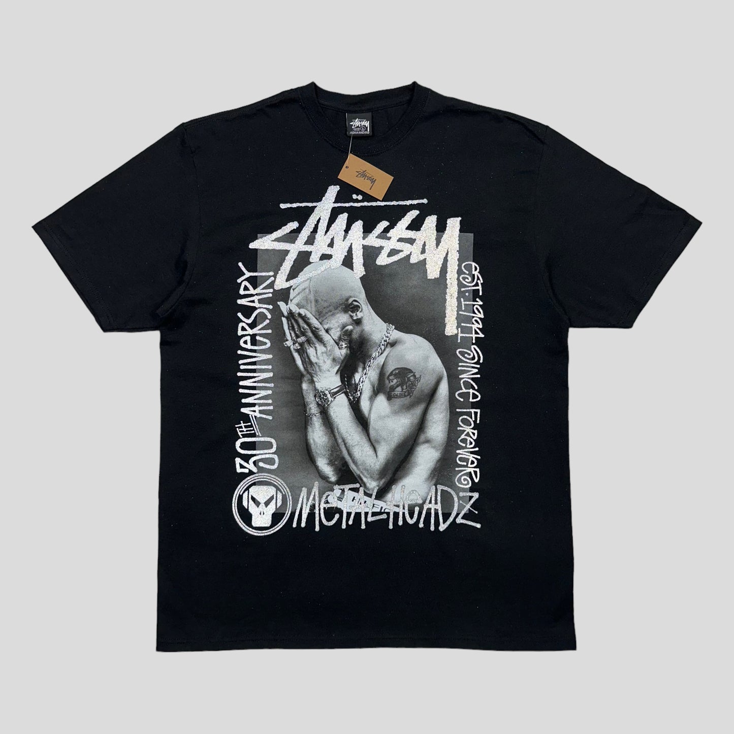 Stussy x Metalheadz 30th Anni T-shirt DSWT + Sticker etc - L
