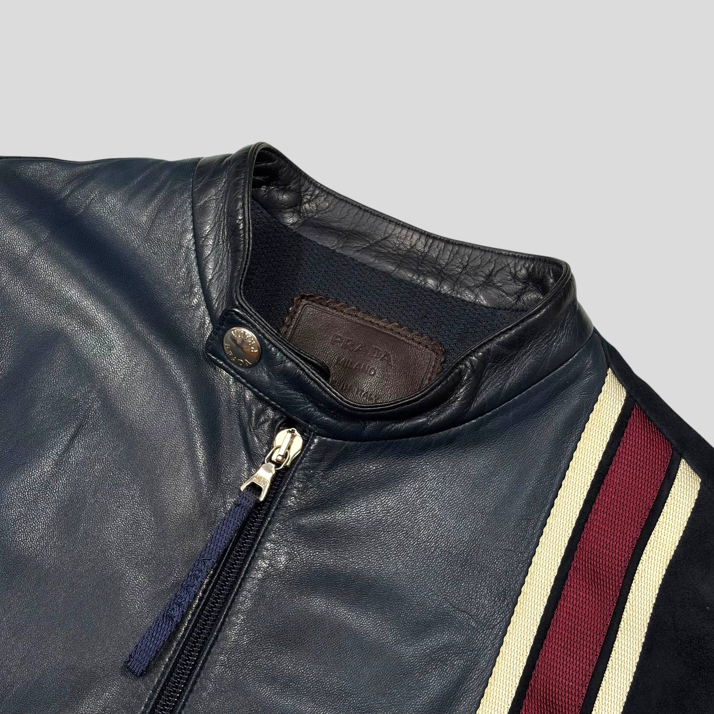 Prada Milano SS00 Runway Leather Racer Moto Jacket - S