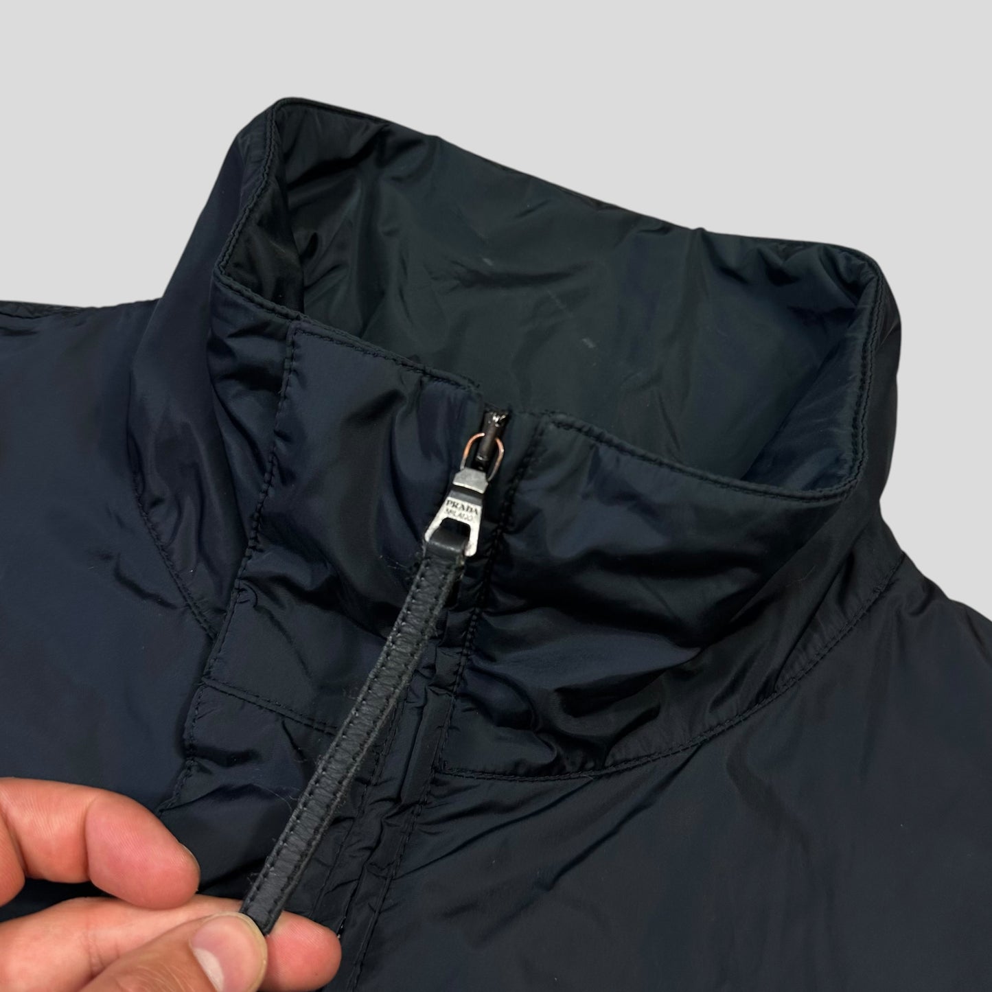 Prada Milano 2001 Asymetric Hybrid Wool and Nylon Jacket - L/XL