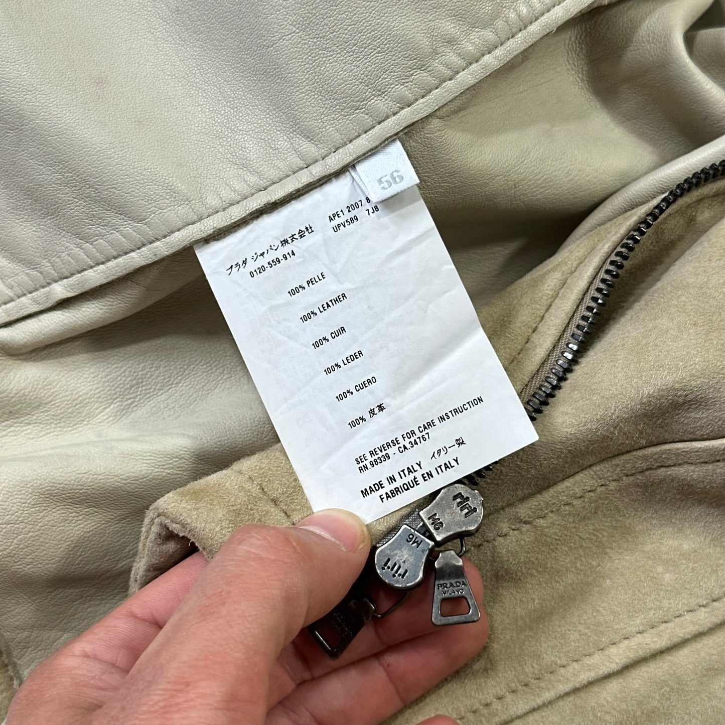 Prada Milano 2007 Suede Leather Double Pocket Logo Jacket - IT56