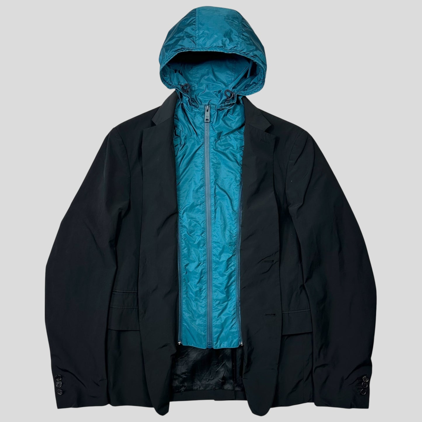 Prada 2017 Nylon Blazer Jacket with Removable Nylon Hood - IT50