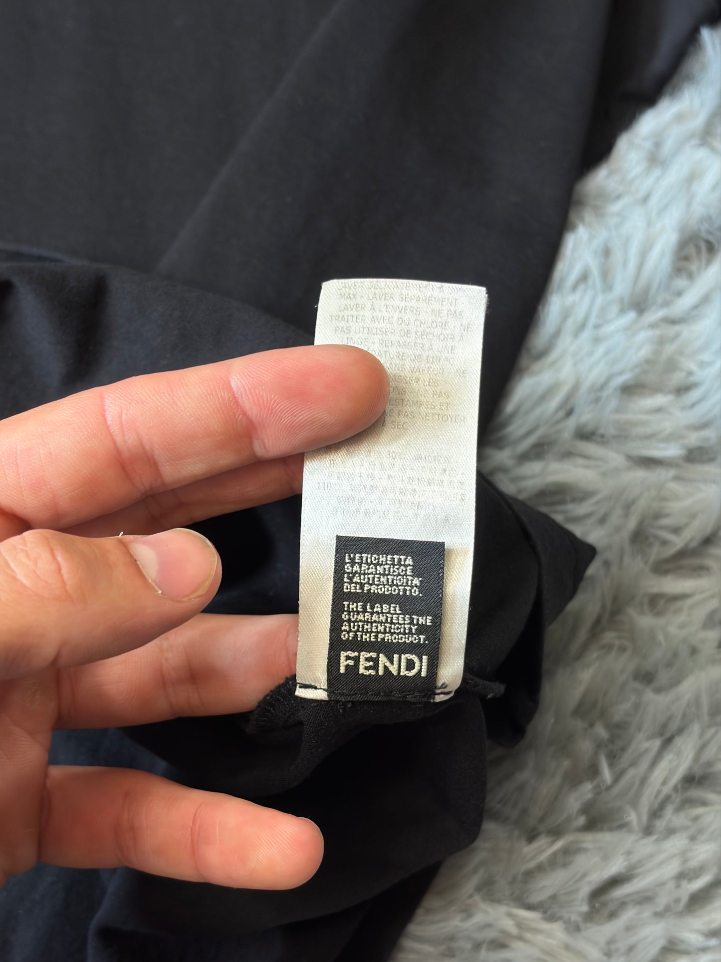 Fendi FF Zucca Roma Black Suspenders Logo T-shirt - M