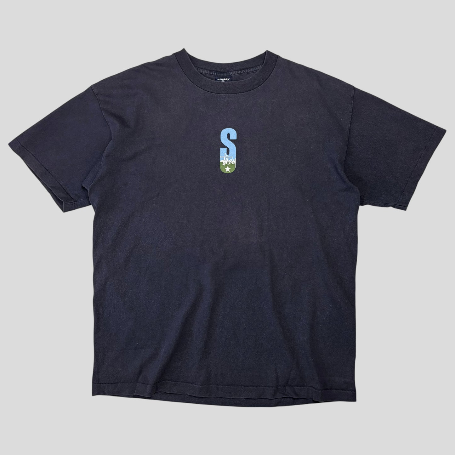Stussy 1998 Big S Double Sky Logo  T-shirt - XL