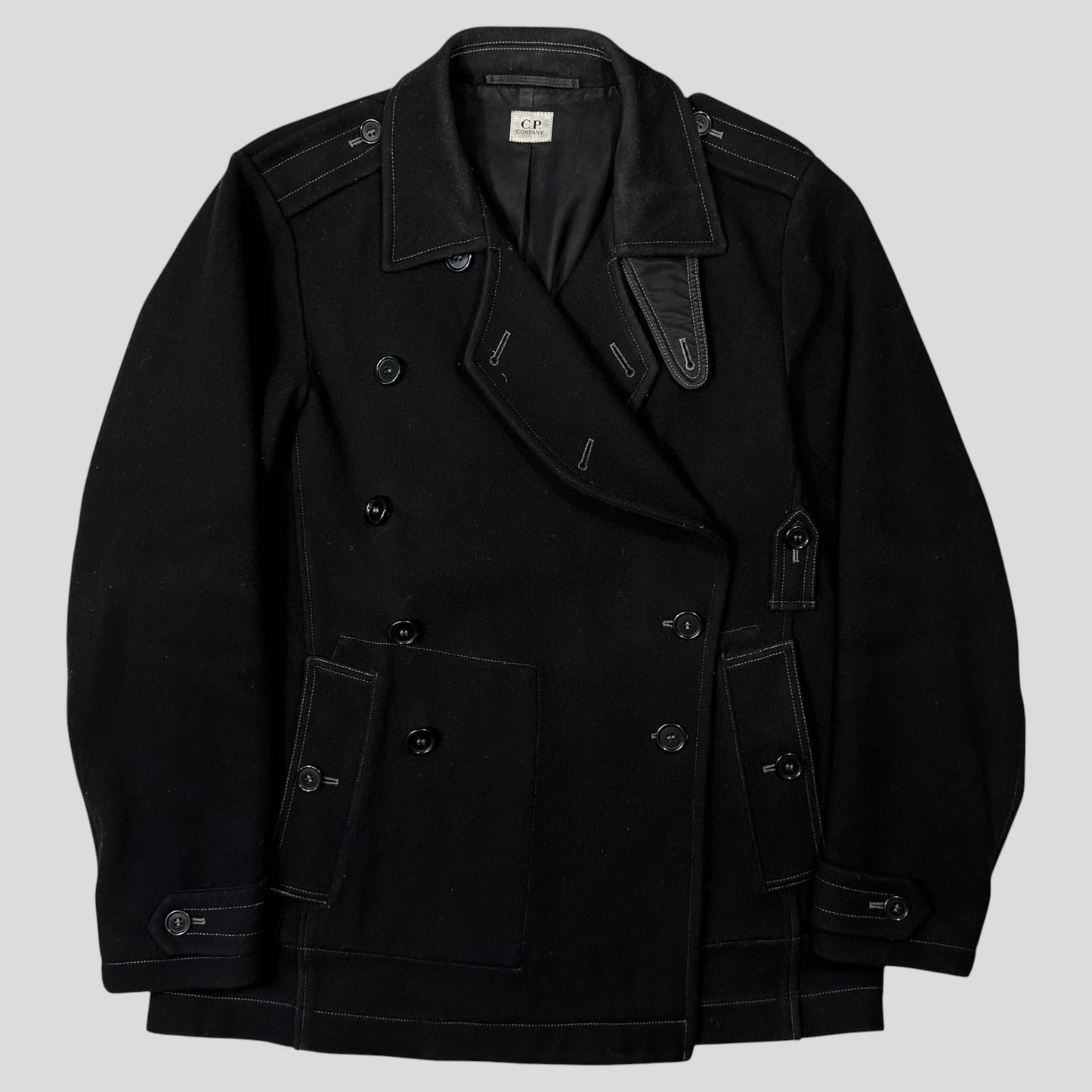 CP Company AW07 Heavy Wool Contrast Stitch Military Peacoat - IT52