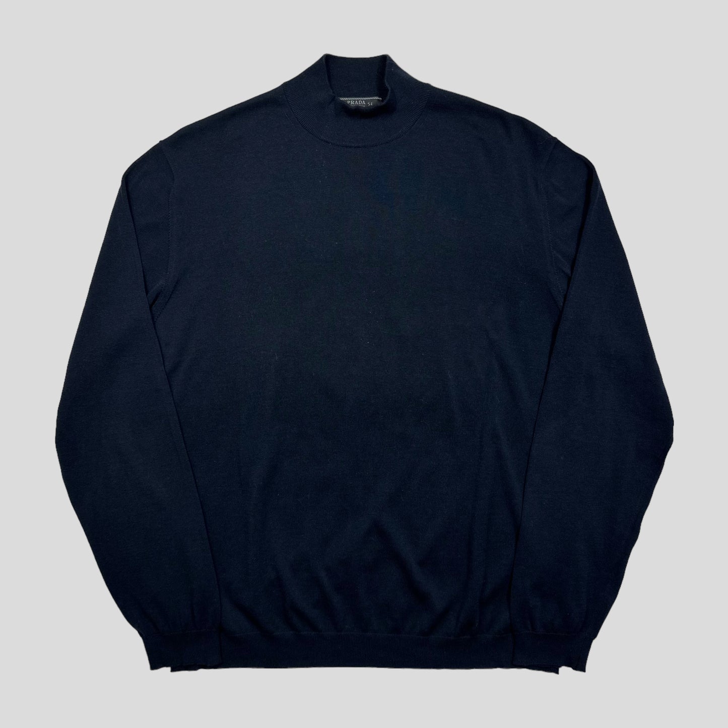 Prada 00’s Navy Mock Neck Pullover Lightweight Knit - L