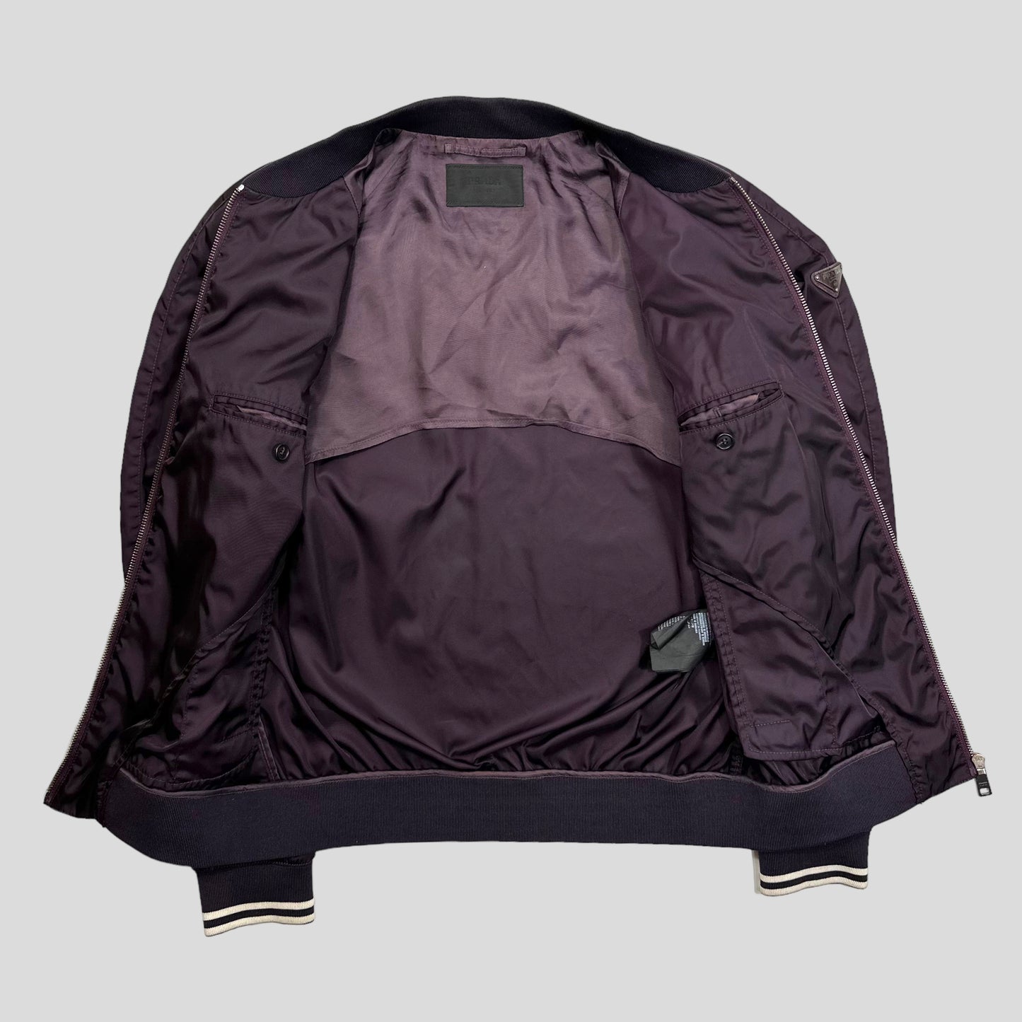 Prada Milano 2015 Metallic Purple Nylon Bomber Jacket - IT48