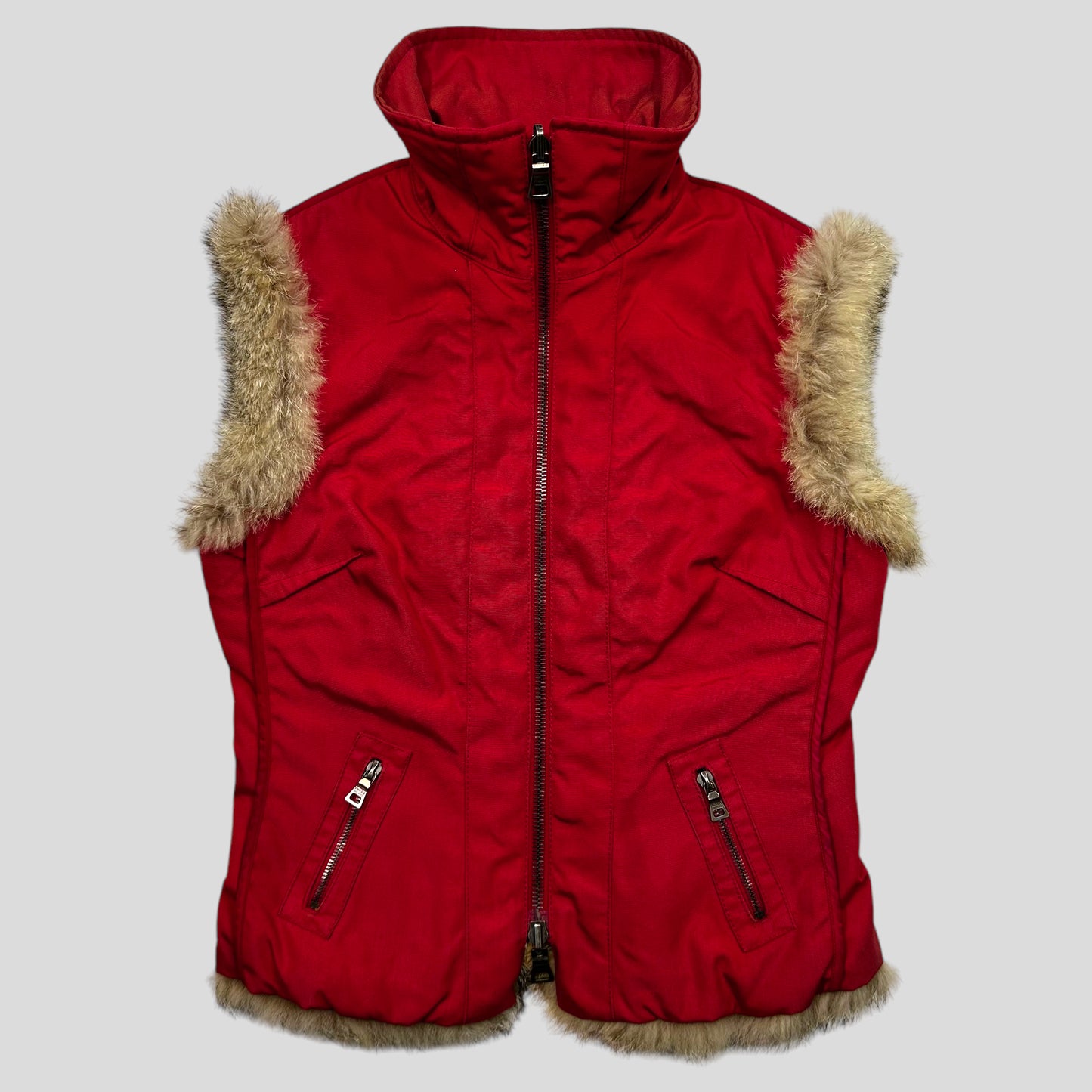 Prada Sport 00’s Ballistic Nylon Fox Fur Reversible Quilted Gilet - IT44