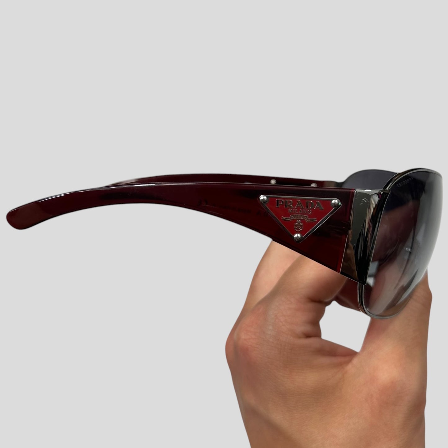 Prada Milano 00’s Triangle Logo Gradient Shield Sunglasses