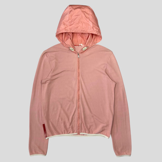 Prada Sport SS00 Baby Peach Mesh Technical Hoodie - M
