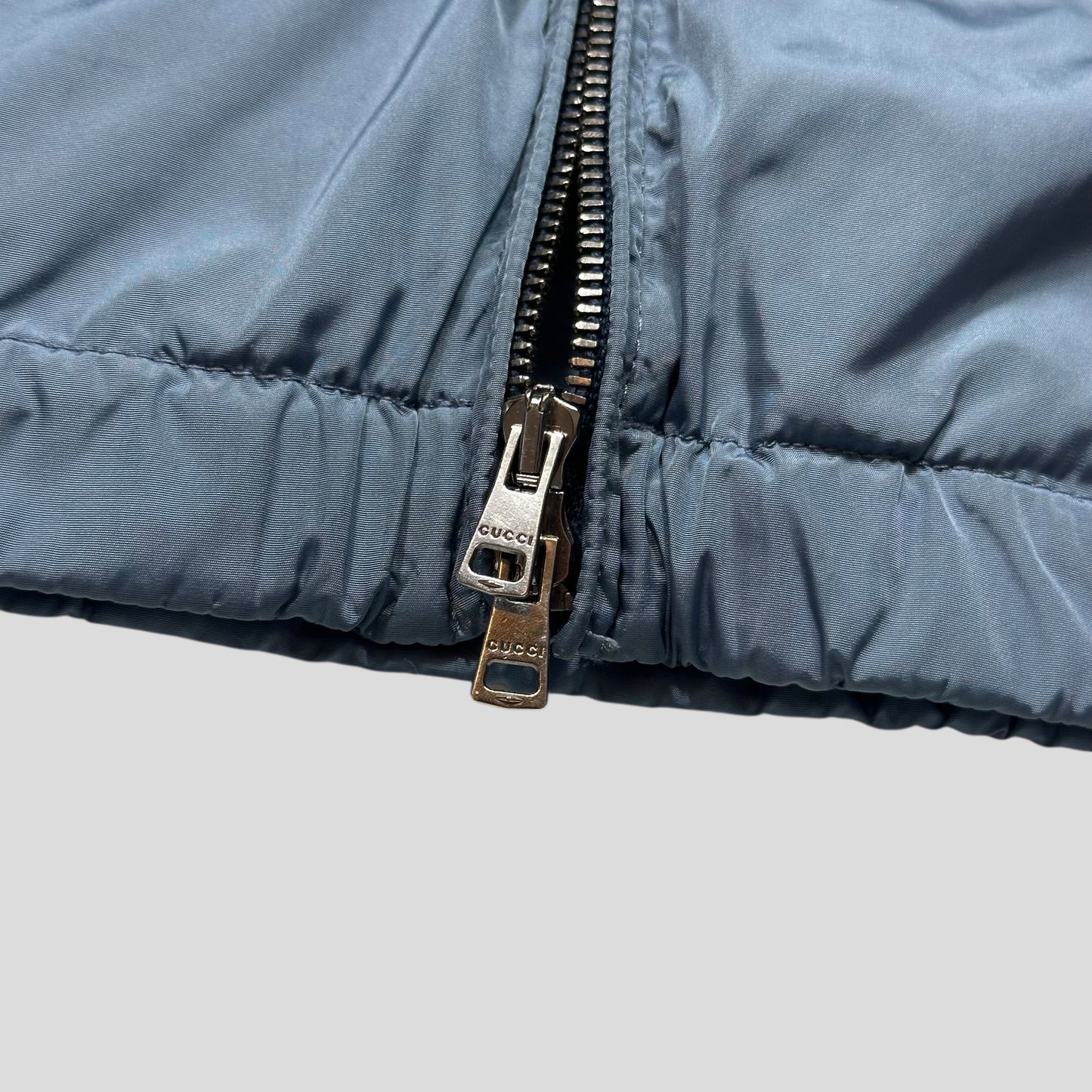 Gucci 2012 Baby Blue Stripe Seam Nylon Shimmer Jacket - IT52 (L)