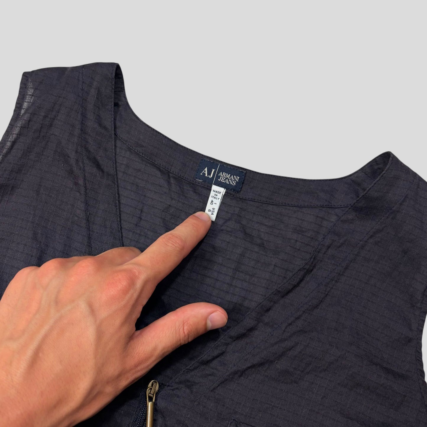 Armani Jeans 00’s Nylon Ripstop Hem Clasp Vest - M
