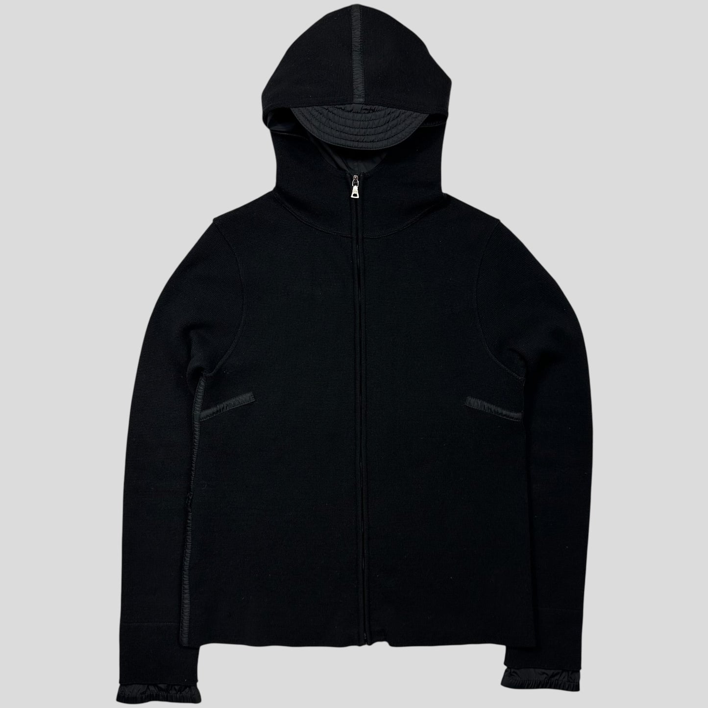 Prada Sport AW00 Ninja Hood Nylon Panel Tech Knit Cardigan - XS/S