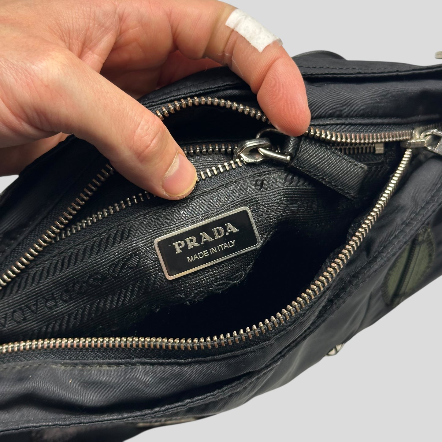 Prada Milano 00’s Python Leather Appliqué Reversible Nylon Crossbody Bag