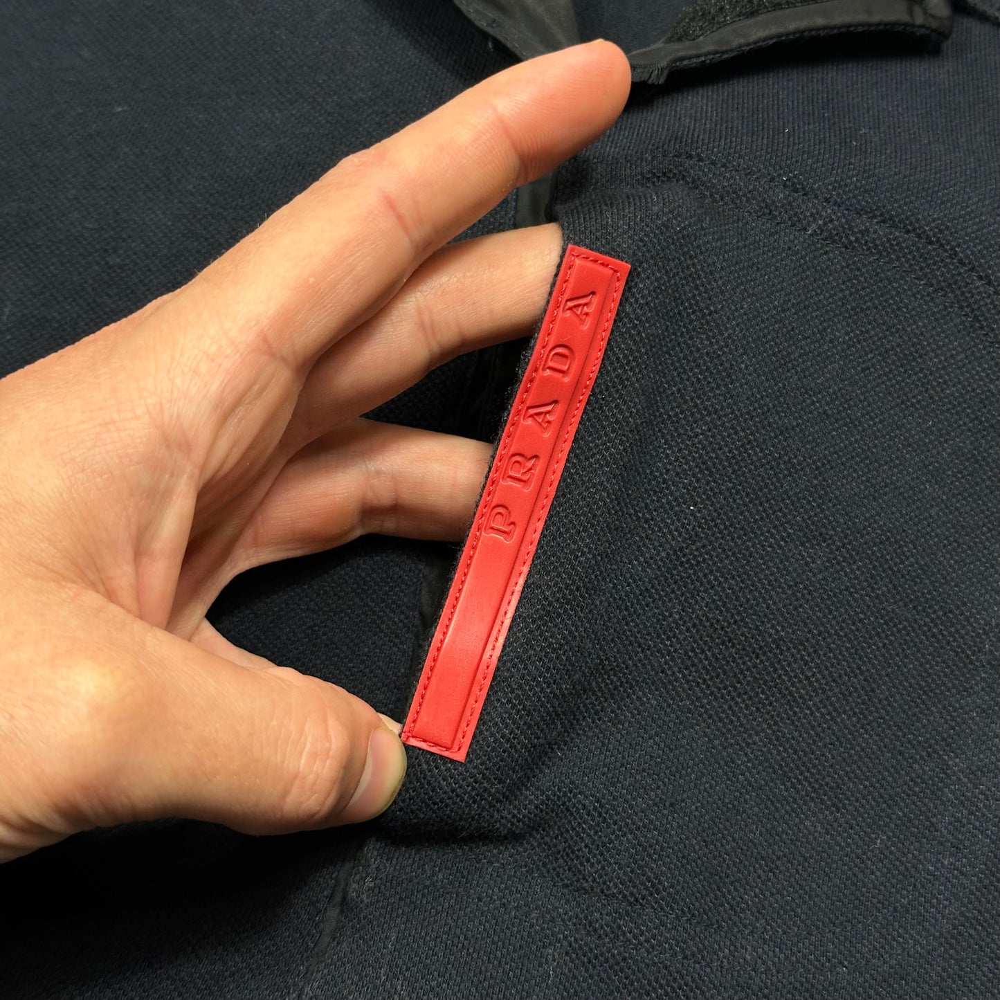 Prada Sport 1998 Vertical Logo Stash Pocket Polo Shirt - M/L