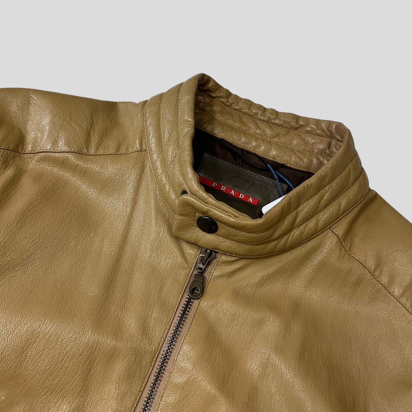 Prada SS00 Leather Articulated Elbow Detailed Moto Jacket - IT50