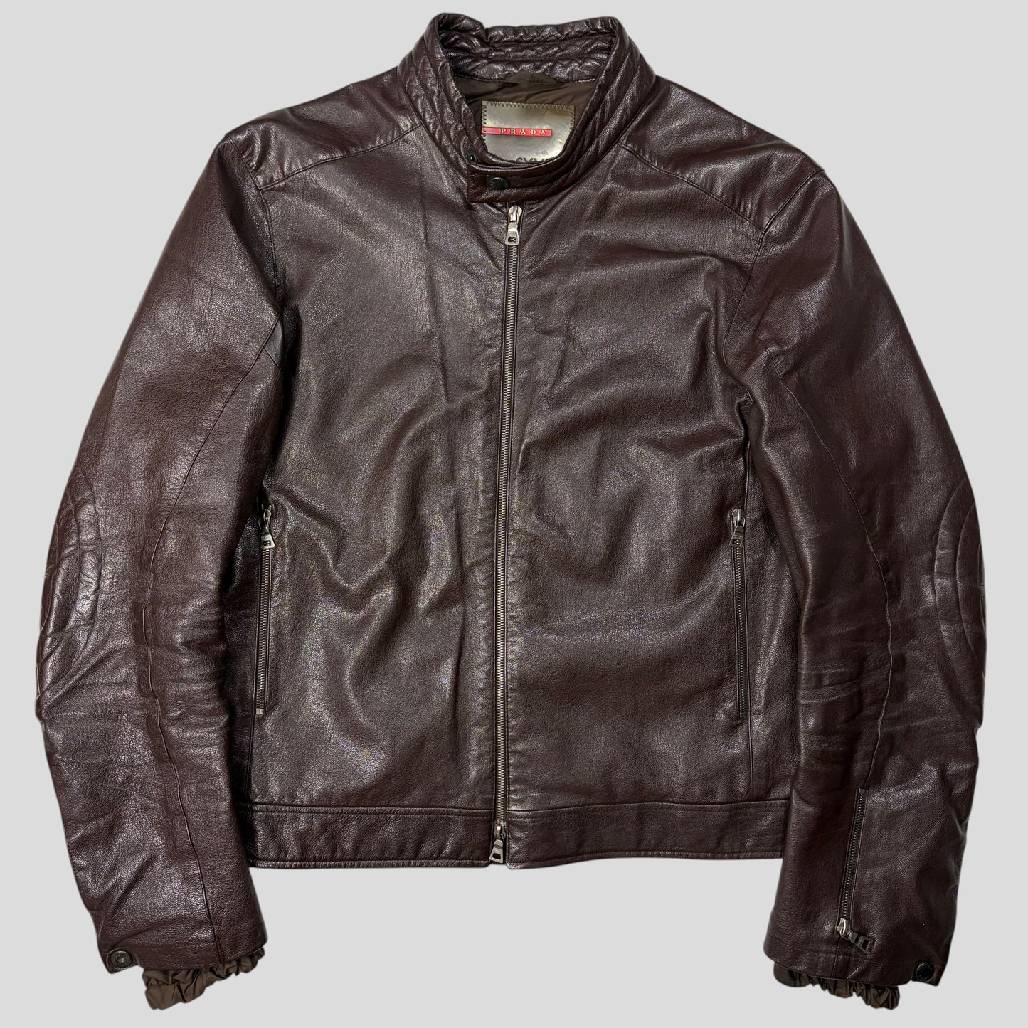 Prada SS00 Leather Articulated Elbow Detailed Moto Jacket - IT54
