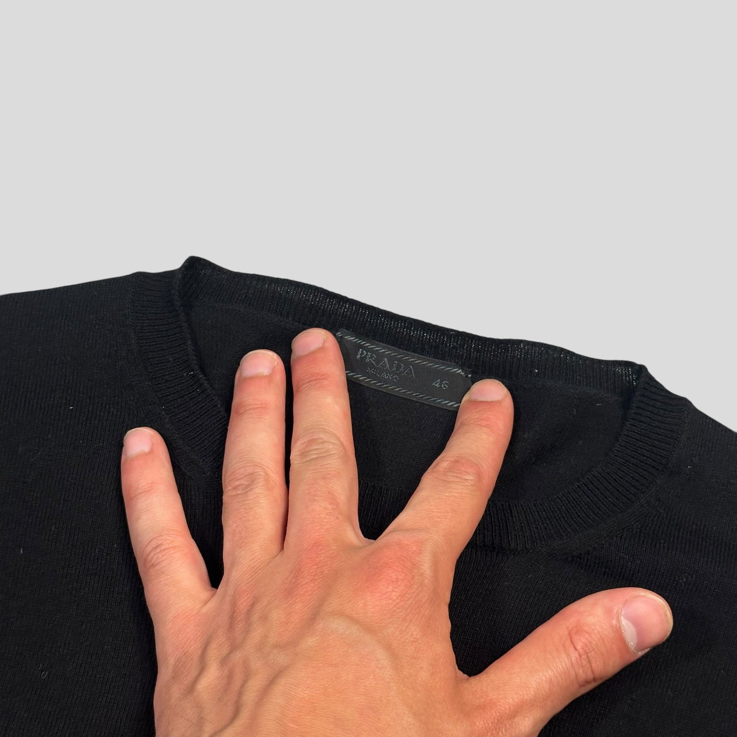Prada Milano 2022 Black Cotton Crewneck Knit Jumper - M