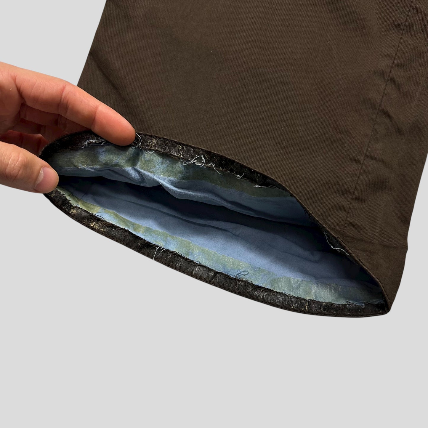 Prada AW00 Brown & Baby Blue Waxed Cotton Trousers - IT52 (34)