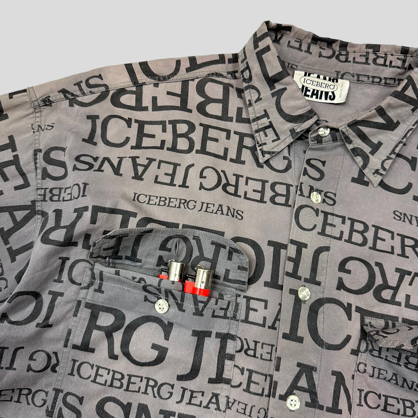 Iceberg Jeans 90’s Stash Pocket Spellout Shirt - L