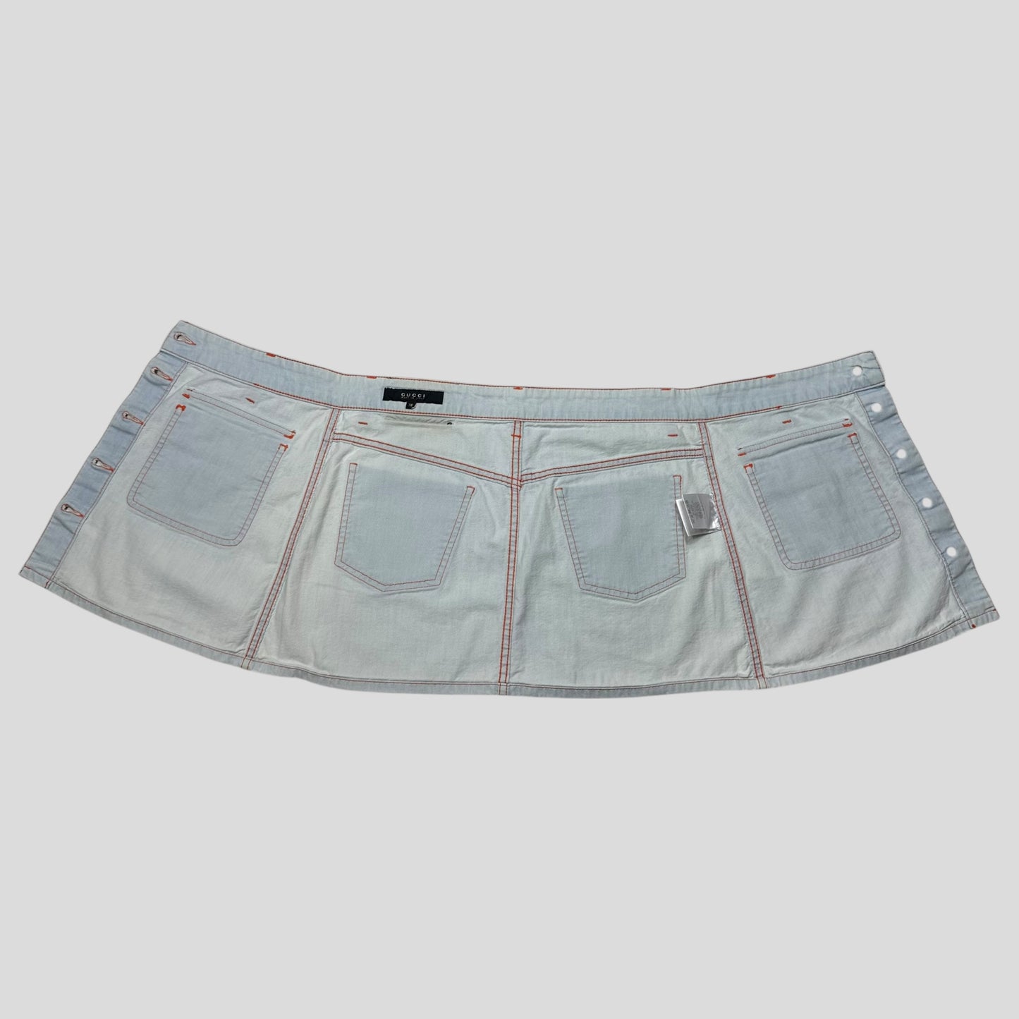 Gucci 2009 Denim Contrast Stitch Cargo Pocket Wraparound Miniskirt - IT38