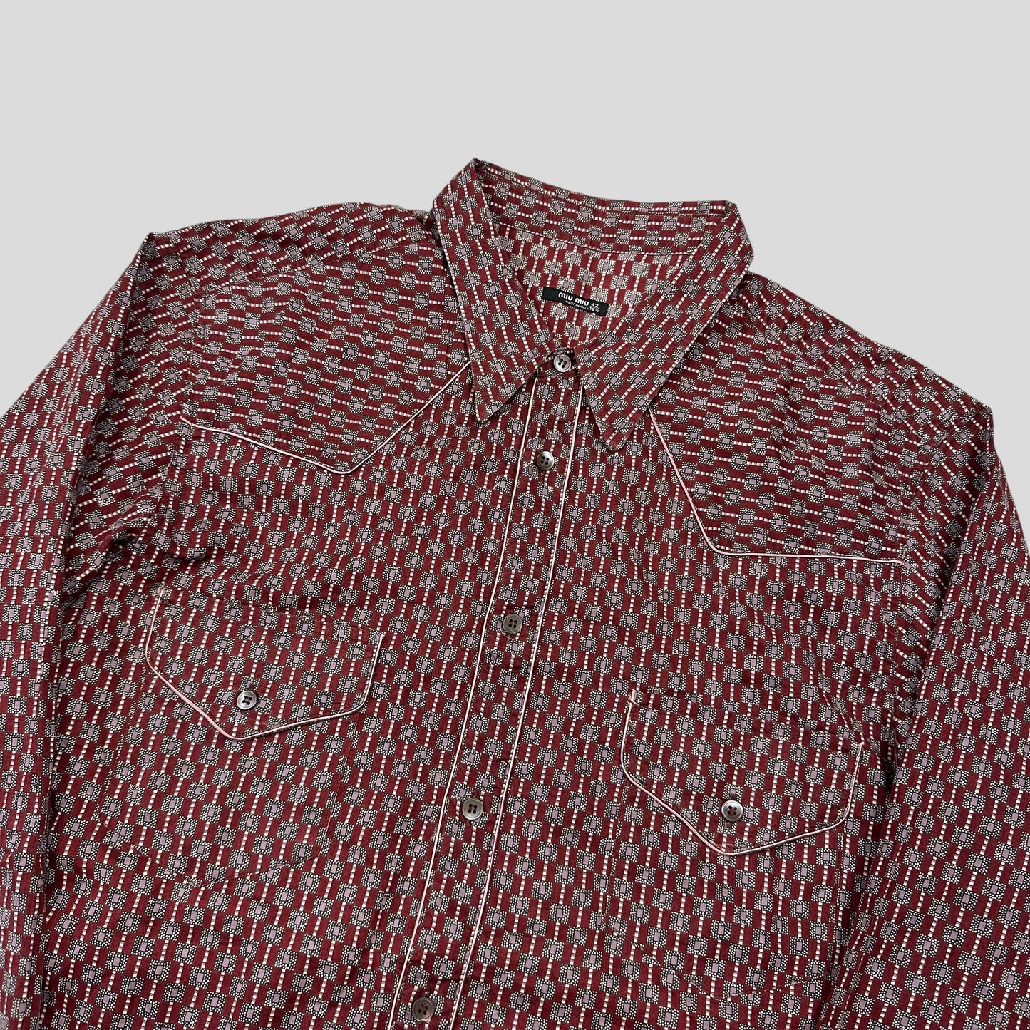 Miu Miu 00’s Western Cowboy Geometric Print Shirt - M/L