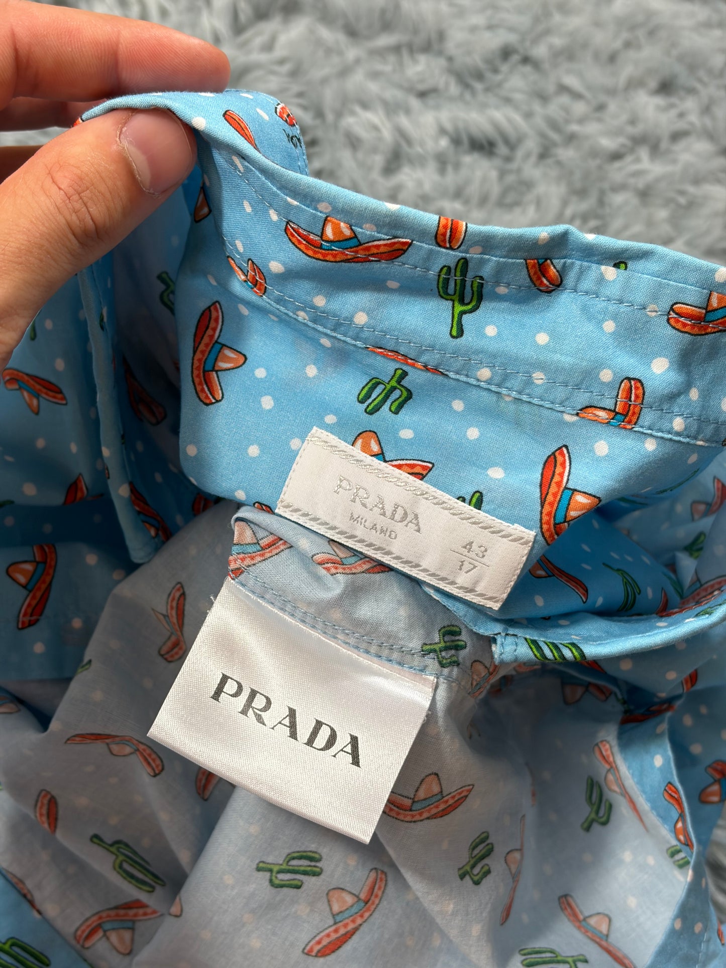Prada 2016 Sombrero Cartoon Western Double Pocket Shirt - L